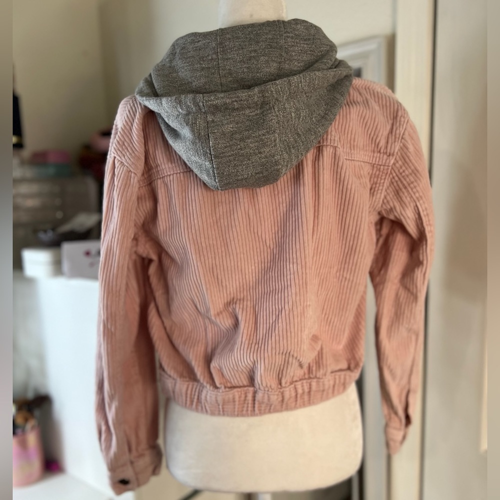 No boundaries sz a 3-5 pink courduroy hoodie jacket 0556 detachable hood - Picture 2 of 5